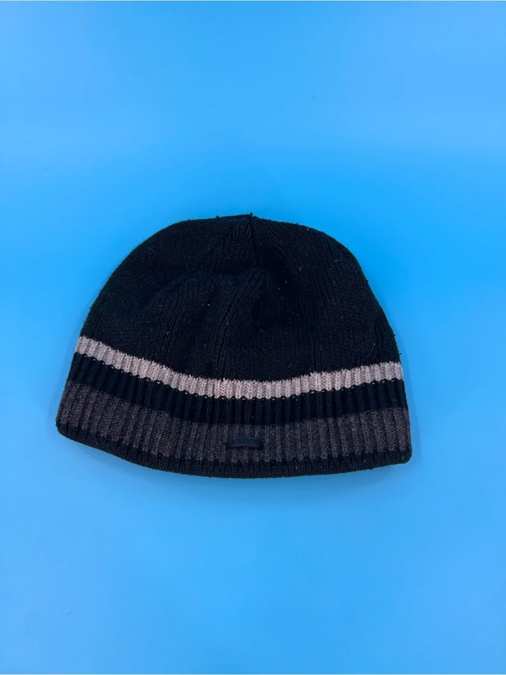 ❄️Igloos Kids Charcoal Ribbed Beanie with Gray Stripe